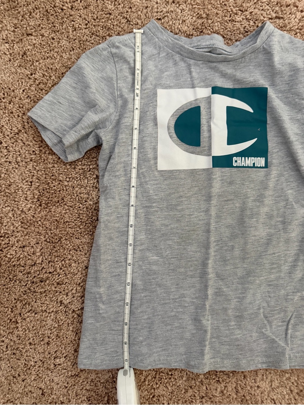 Champion Kids Boys Size 6 Gray Graphic Short Sleeve T-Shirt Crew Neck Heathered - Picture 9 of 9